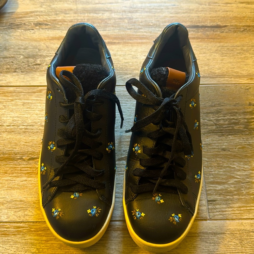 Coach blue floral leather sneakers shoes 8